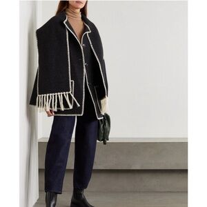 Toteme draped fringed wool blend jacket